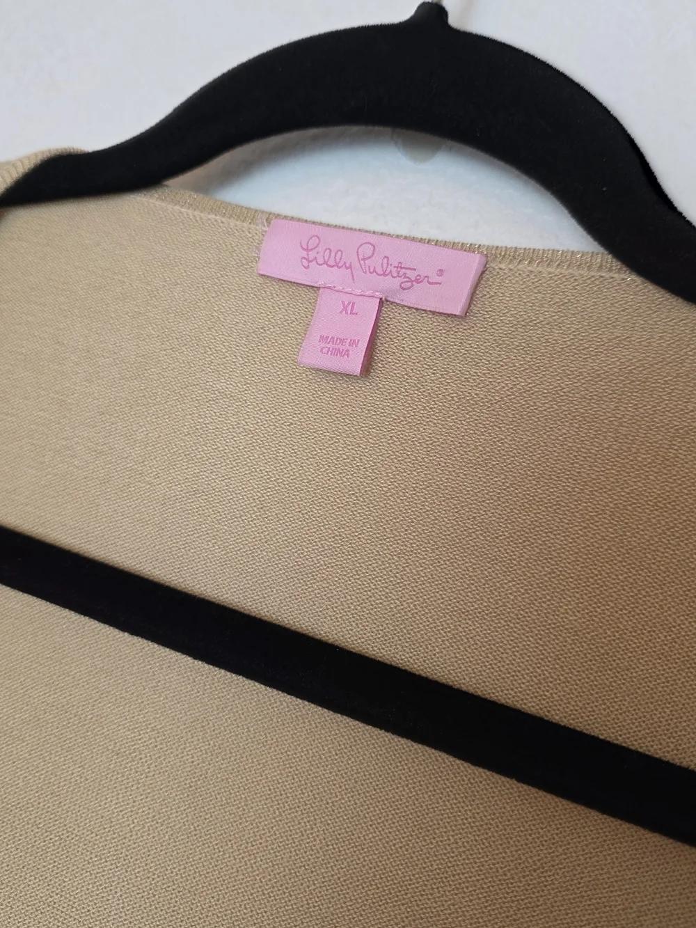 LILLY PULITZER Colony Gold Metallic Drape Front Cardigan Sweater Lightweight XL - Picture 4 of 12